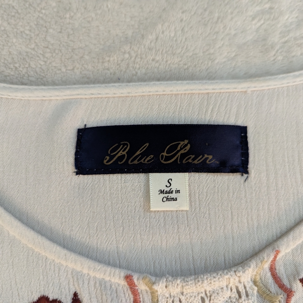 Francesca's Collections- Blue Rain Women's Ivory and Orange Boho Blouse,… - Picture 6 of 8
